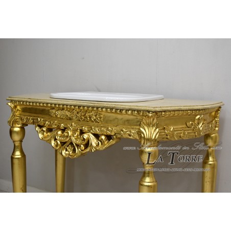 Louis XV gold marble baroque modern console bathroom cabinet AL1123