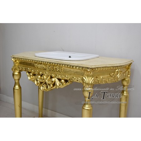 Mobile bagno consolle Luigi XV oro marmo barocco moderno AL1123