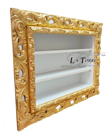 Baroque style suspended wall display cabinet with perforated frame TV box bottle holder custom made bookcase VTGGO