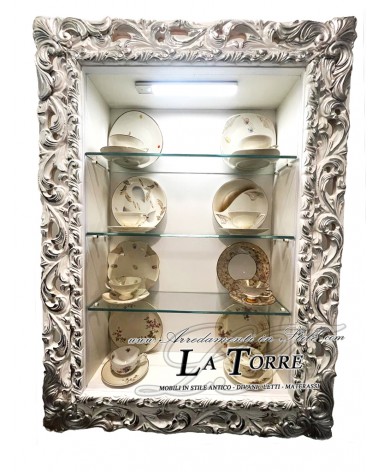 Baroque style wall-hung display cabinet perforated frame TV box bottle holder made to measure VTGGBA