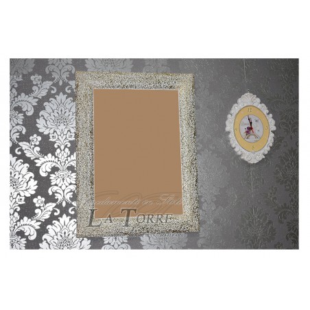 Cornice classica moderna quadro legno su misura bianco/oro e bianco/argento 141