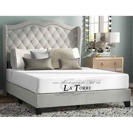 Letto Matrimoniale contenitore Moderno ecopelle vellutino qualsiasi colore Scarlett