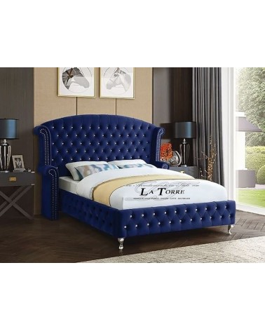 Modernes Doppelbett mit Stauraum in Öko-Leder oder Samt in jeder Farbe (Ridge).