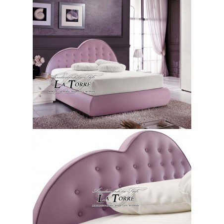 Double bed modern design in eco-leather or velvet container any color Heart