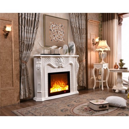 Camino elettrico Elektrokamin 120 cm classico stufa legno massello Barocco qualsiasi colore 319