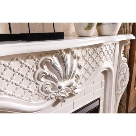 copy of Electric fireplace Kamin fireplace solid wood Baroque English ivory 319B