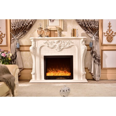 copy of Electric fireplace Kamin fireplace solid wood Baroque English ivory 325B