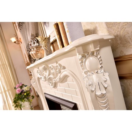 copy of Electric fireplace Kamin fireplace solid wood Baroque English ivory 325B