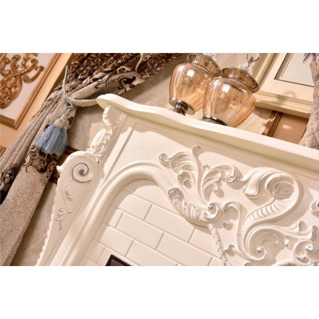 copy of Electric fireplace Kamin fireplace solid wood Baroque English ivory 325B
