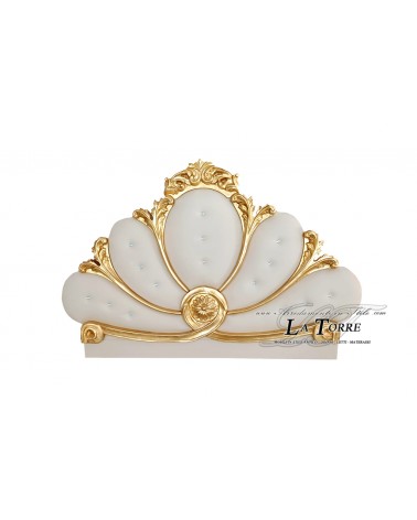 Kopfteil Kingsize-Doppelbett Barock Kunstleder oder Stoff Holz Silber Gold Jede Farbe Emy