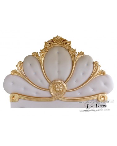 Kopfteil Kingsize-Doppelbett Barock Kunstleder oder Stoff Holz Silber Gold Jede Farbe Emy