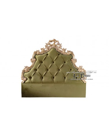 Kopfteil für Queensize-Betten im Barockstil, Kopfteil aus Kunstleder oder Samt, Holz, Silber, Gold, jede Farbe, Valentina