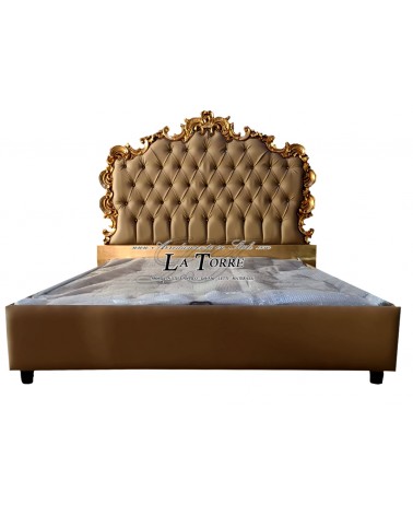 Letto Matrimoniale Barocco contenitore oro argento ecopelle vellutino swarovski Rebecca