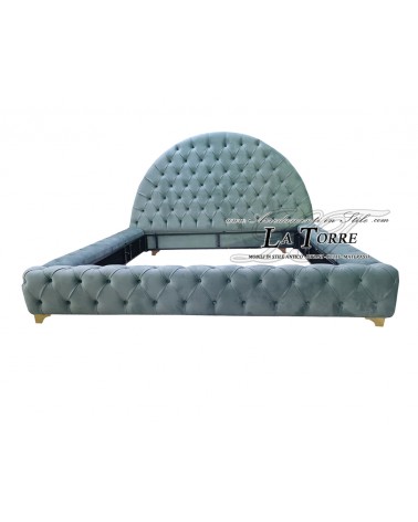 Letto Piazza e mezza contenitore Moderno velluto ecopelle qualsiasi colore Moon