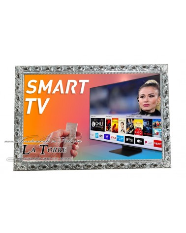 Maßgefertigter, moderner, klassischer Barock-Smart-TV-Rahmen aus silberfarbenem Holz TVGM224arg