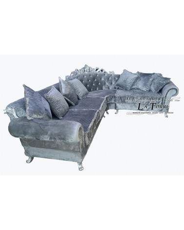3-Sitzer-Sofa plus 2 mit Gestell und Matratze, klassisches Barock-Design, Krone aus Kunstleder oder Samt in jeder Farbe,