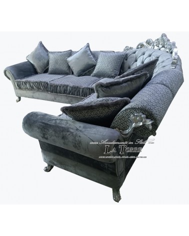 3-Sitzer-Sofa plus 2 mit Gestell und Matratze, klassisches Barock-Design, Krone aus Kunstleder oder Samt in jeder Farbe,