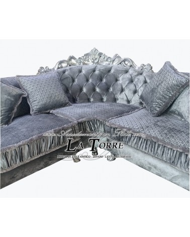 3-Sitzer-Sofa plus 2 mit Gestell und Matratze, klassisches Barock-Design, Krone aus Kunstleder oder Samt in jeder Farbe,