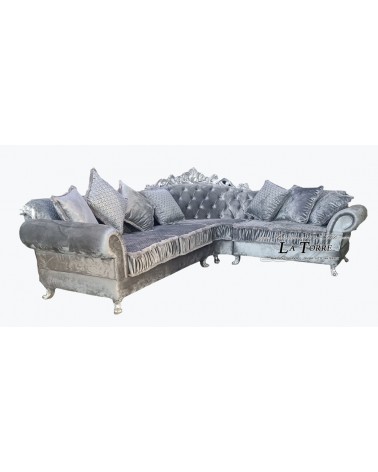 3-Sitzer-Sofa plus 2 mit Gestell und Matratze, klassisches Barock-Design, Krone aus Kunstleder oder Samt in jeder Farbe,