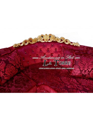 3-Sitzer-Sofa mit Halbinsel und Krone, mit oder ohne Gestell und Barockmatratze, Kunstleder oder Samt, jede Farbe Swarovski AZ14