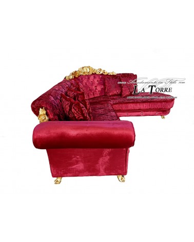 3-Sitzer-Sofa mit Halbinsel und Krone, mit oder ohne Gestell und Barockmatratze, Kunstleder oder Samt, jede Farbe Swarovski AZ14