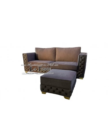 Klassisches modernes 2-Sitzer-Sofa mit oder ohne Gestell und Matratze, Kunstleder oder Samt, Knöpfe in jeder Farbe oder