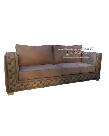Klassisches modernes 2-Sitzer-Sofa mit oder ohne Gestell und Matratze, Kunstleder oder Samt, Knöpfe in jeder Farbe oder