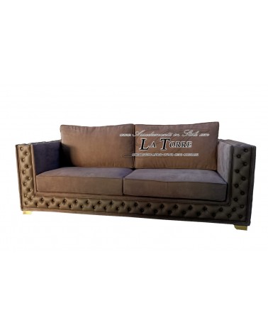 Klassisches modernes 2-Sitzer-Sofa mit oder ohne Gestell und Matratze, Kunstleder oder Samt, Knöpfe in jeder Farbe oder