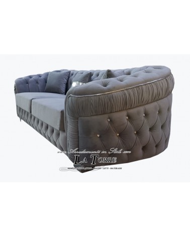 Moderner 3- oder 2-Sitzer-Sessel mit Netzgewebe und Matratze, Samt oder Kunstleder, Swarovski-Kristallen, jede Farbe AZ32