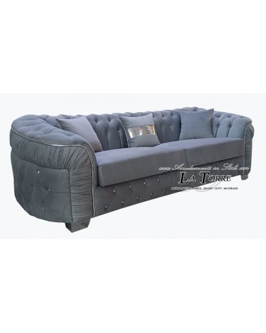 Moderner 3- oder 2-Sitzer-Sessel mit Netzgewebe und Matratze, Samt oder Kunstleder, Swarovski-Kristallen, jede Farbe AZ32
