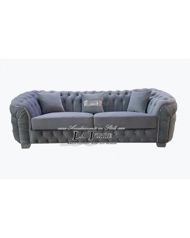 Moderner 3- oder 2-Sitzer-Sessel mit Netzgewebe und Matratze, Samt oder Kunstleder, Swarovski-Kristallen, jede Farbe AZ32