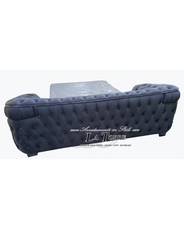 Moderner 3- oder 2-Sitzer-Sessel mit Netzgewebe und Matratze, Samt oder Kunstleder, Swarovski-Kristallen, jede Farbe AZ32