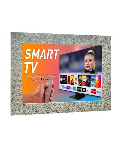 Modern White and Silver Custom Made Smart TV Frame Wooden Frame P95 Circle