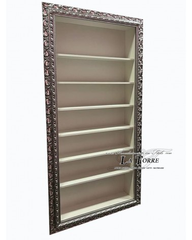 Classic suspended wall display cabinet in Baroque style perforated silver frame custom box VTGA