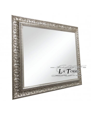 Mirror mirror frame classic baroque style custom made in silver wood D621