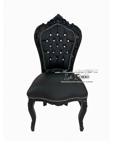 Sedia Still poltrona francese Luigi XV Barocco Impero Ecopelle nera AL1826