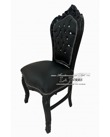 Still Louis XV Baroque Empire Armchair Chair Black Eco-leather AL1826