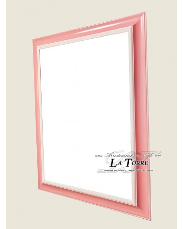 Cornice moderna classica quadro in legno su misura rosa e bianco Rovescio