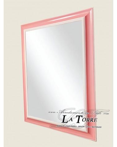 Mirror Modern classic mirror Reverse pink and white custom made wooden frame