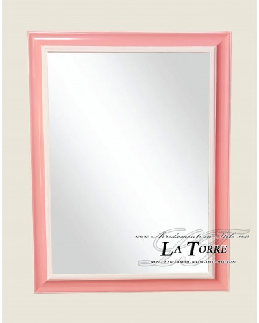 Mirror Modern classic mirror Reverse pink and white custom made wooden frame