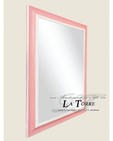 Mirror Modern classic mirror Reverse pink and white custom made wooden frame