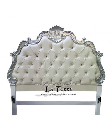 Headboard Double Bed Baroque eco-leather or Fabric wood silver gold any color Fabiola