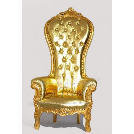Queen Armchair Baroque Modern Style Throne Eco-leather Gold Swarovski Ar7579