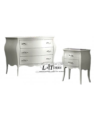 Triptych bedroom group night dresser bedside table curved white or any color modern in wood Alba