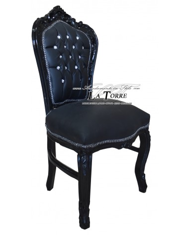 Sedia Still poltrona francese Luigi XV Barocco Impero Ecopelle nera AL1826