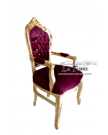 Chair Armchair Still Louis XV Baroque Empire gold velvet burgundy AL2729