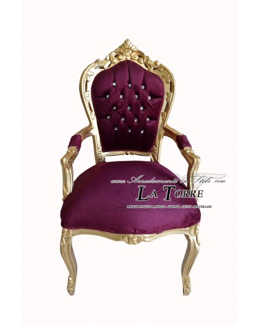 Chair Armchair Still Louis XV Baroque Empire gold velvet burgundy AL2729