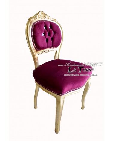 Louis XV Baroque Style Music Chair Gold Leaf Burgundy Velvet K90