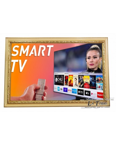 Smart-TV-Rahmen, individueller Barockrahmen, Rahmen aus Holz mit Crackle-Gold-Effekt, G131OC