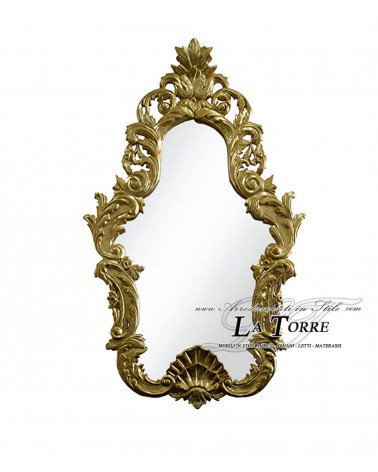 Konsolentisch mit Spiegel, Louis XV Barock, Blattgold, schwarzer Marmor LT3057